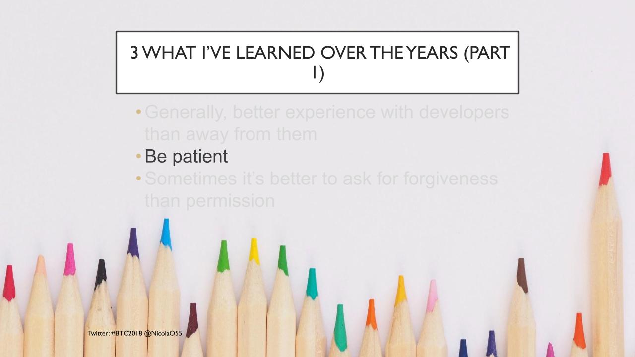 2nd slide at conference, “Be patient”
