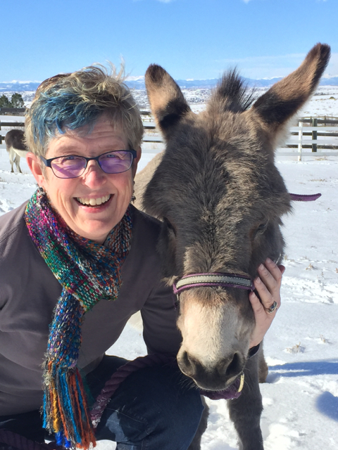 Photo of Lisa Crispin with Donkey
